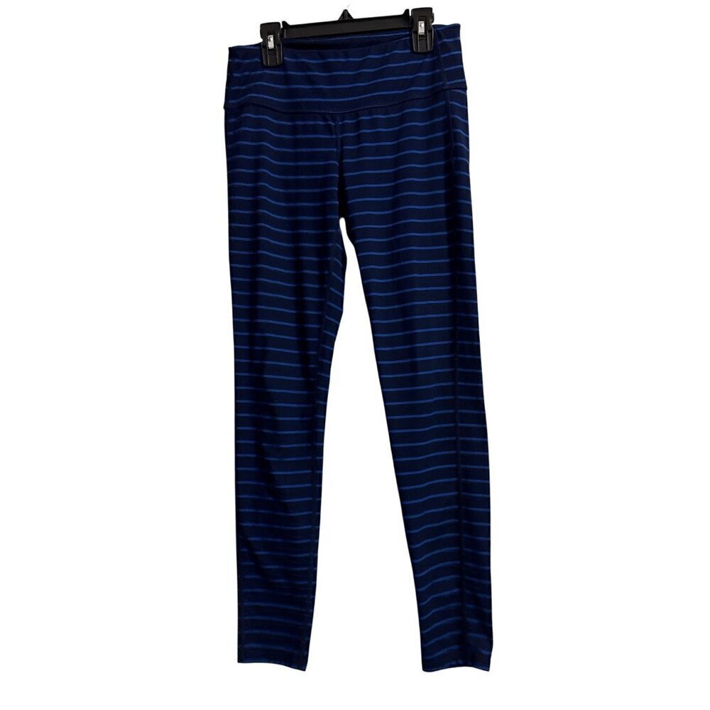 Women's ATHLETA Blue Striped Leggings Chaturanga Size Small